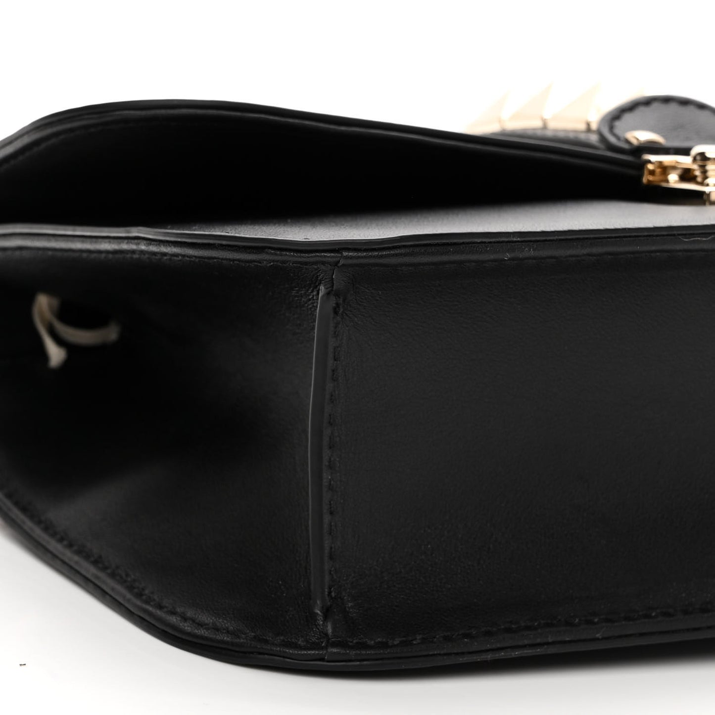 Vitello Medium Glam Lock Rockstud Flap Black