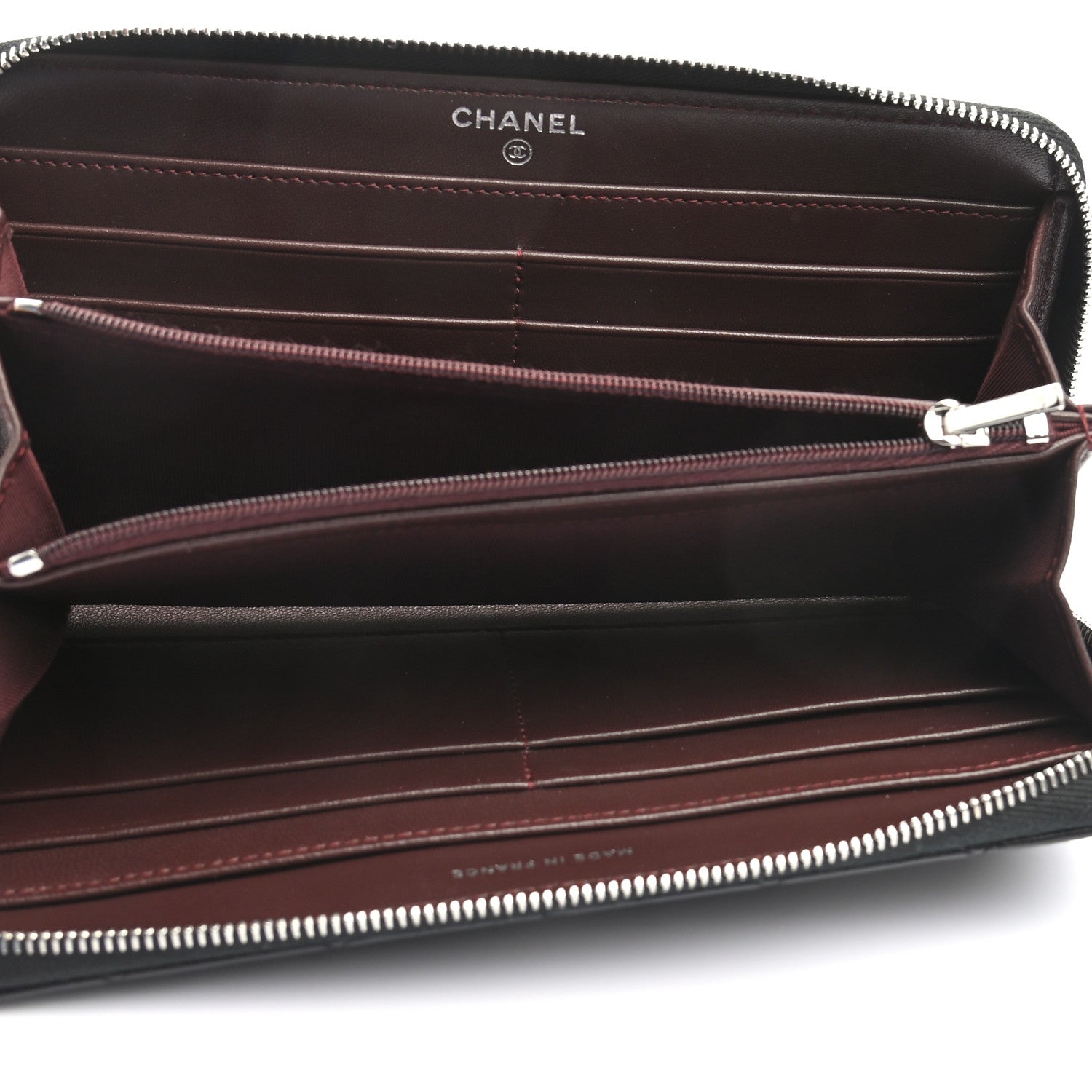 Chanel Lambskin Quilted Large Gusset Zip Around Wallet Black 5 of 10