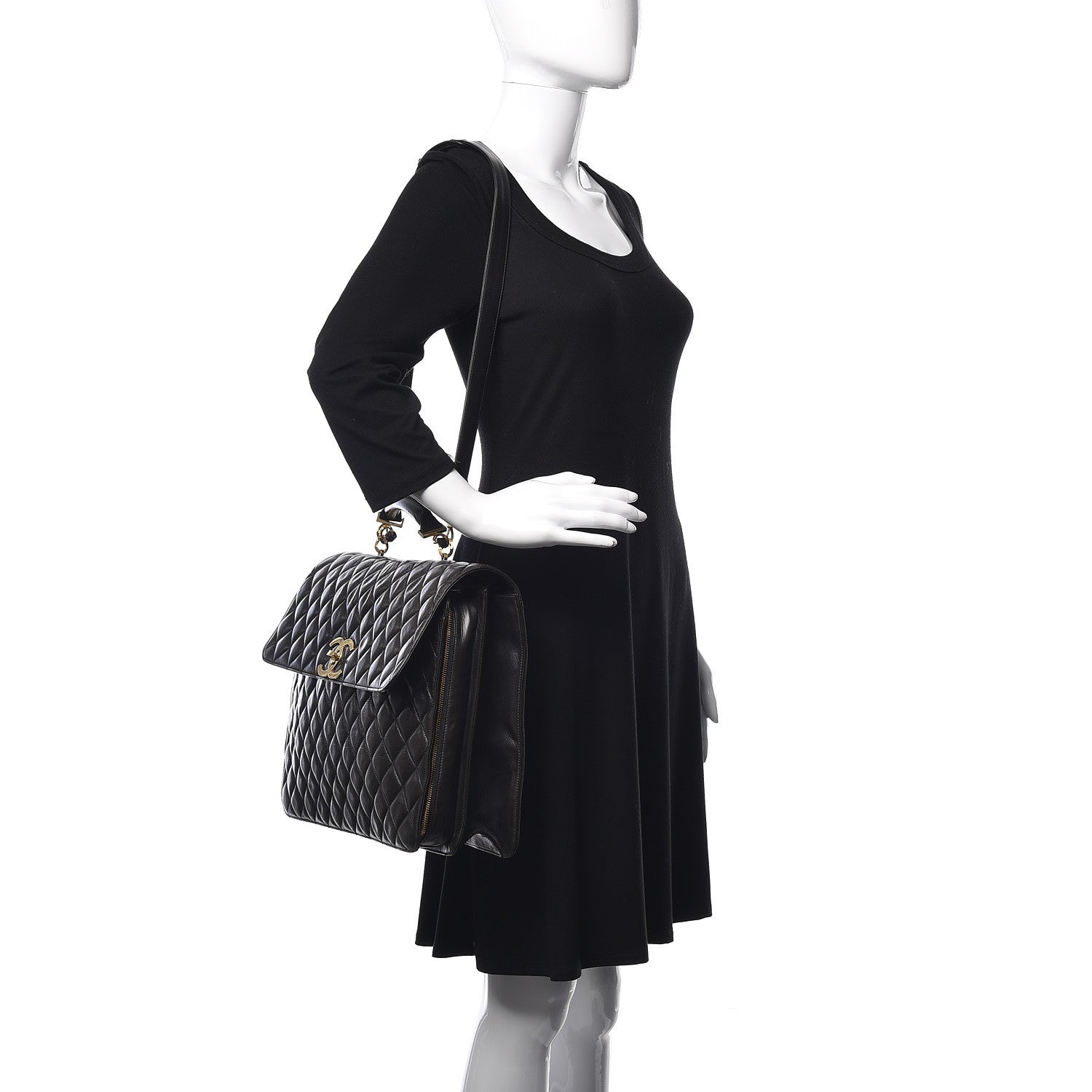 Chanel Lambskin Quilted Briefcase Laptop Bag Black 2 of 13