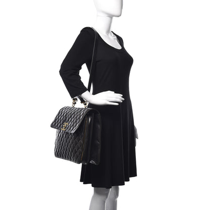 Chanel Lambskin Quilted Briefcase Laptop Bag Black 2 of 13