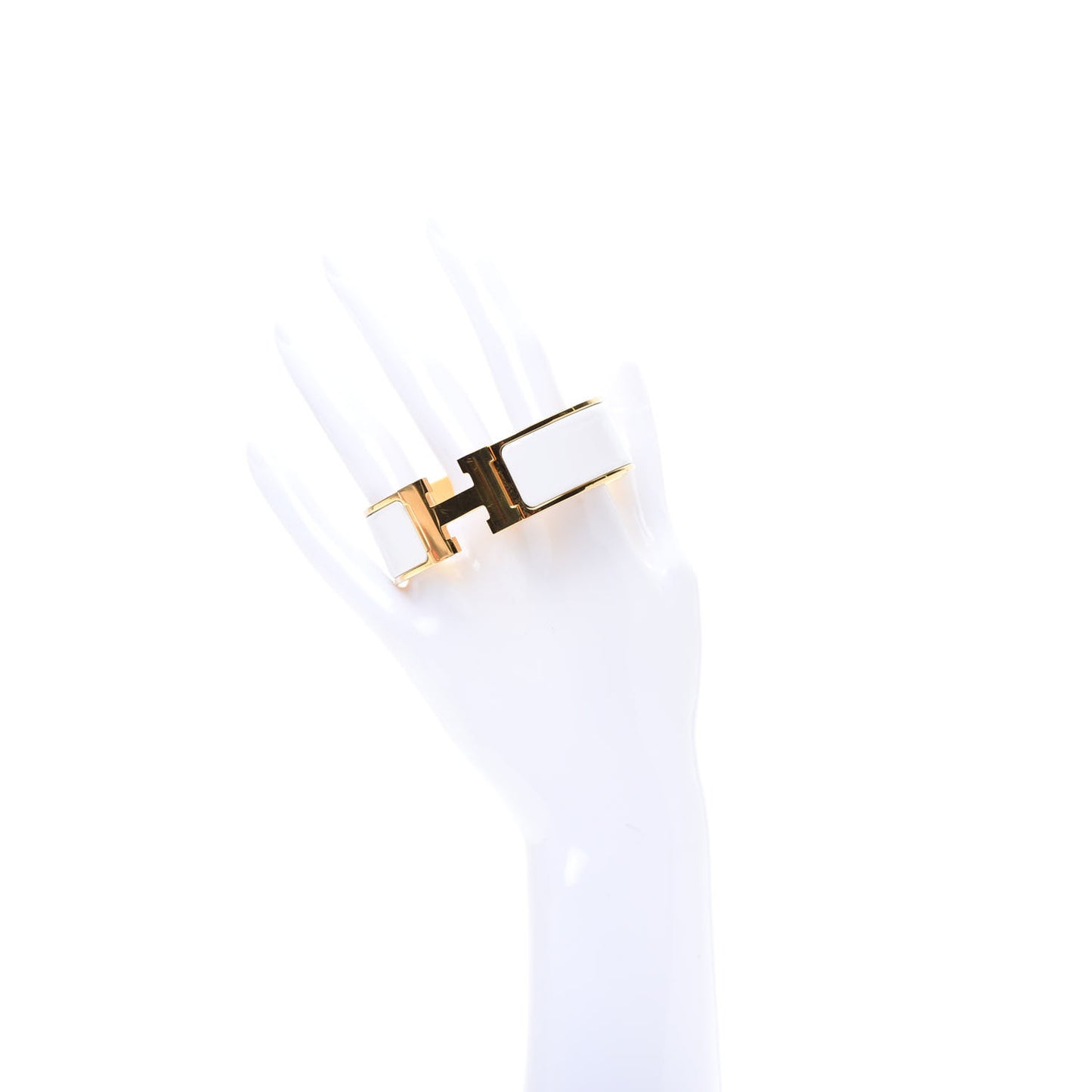 Enamel Wide Clic Clac H Bracelet GM White