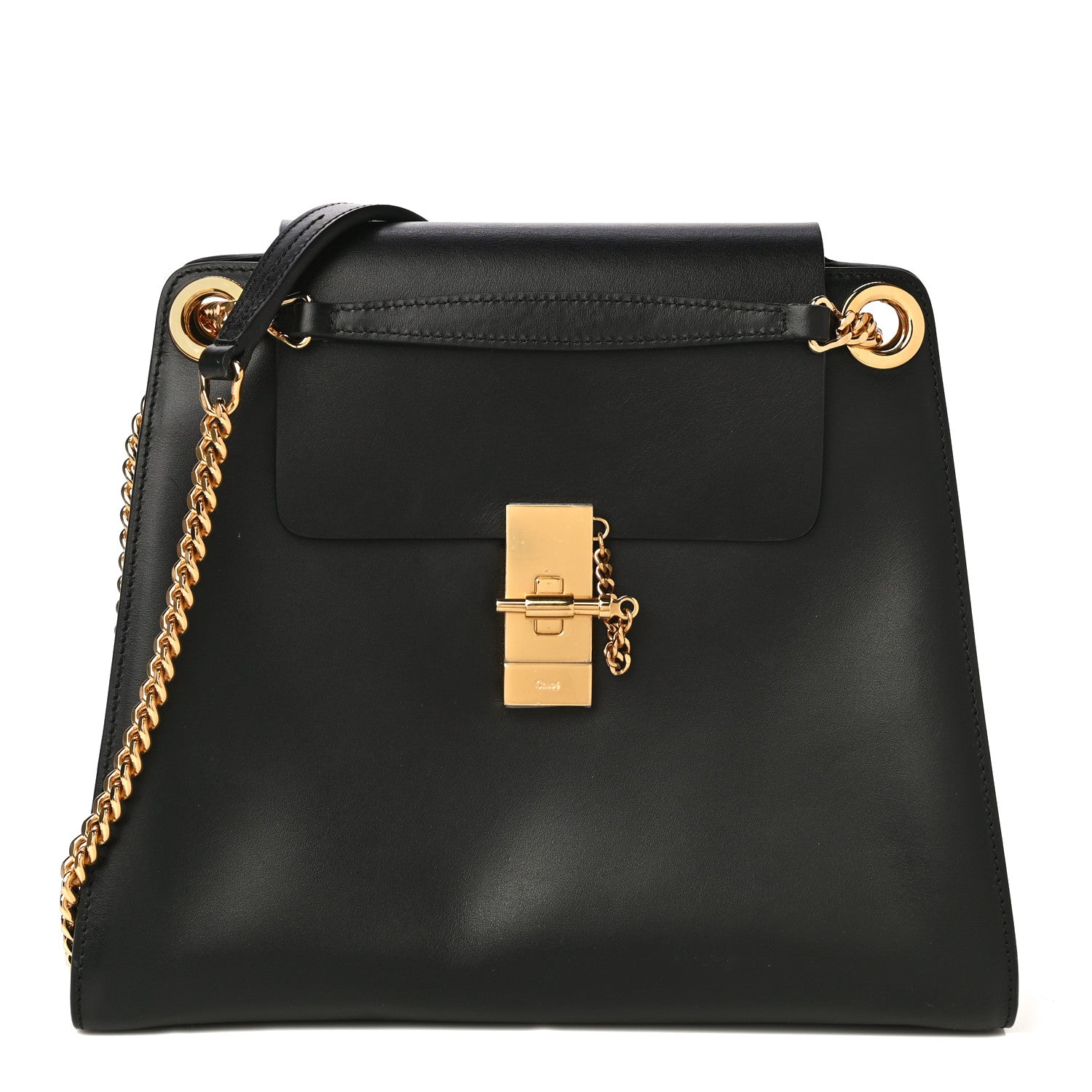 Chloe Shiny Calfskin Medium Annie Shoulder Bag Black 1 of 18