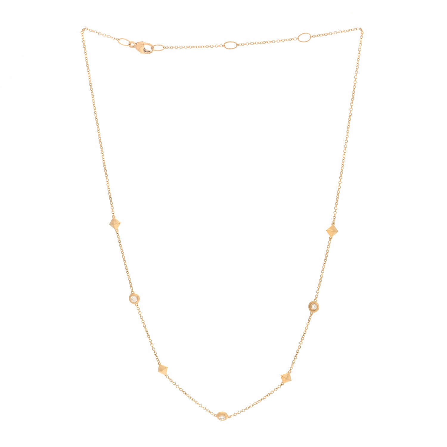 David Yurman 18K Yellow Gold Diamond Petite Modern Renaissance Station Necklace 3 of 4