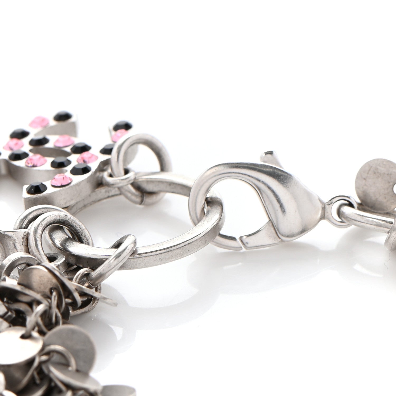 Chanel Enamel Crystal Pearl Paris Souvenirs Charm Bracelet Silver Rose White 4 of 4