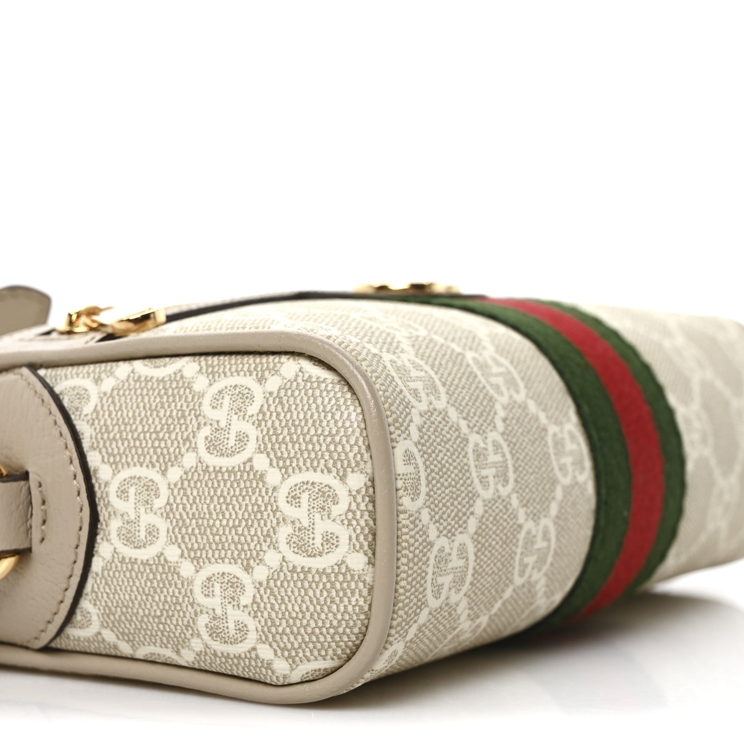 GG Supreme Monogram Textured Dollar Calfskin Mini Ophidia Shoulder Bag Beige Mystic White Oatmeal