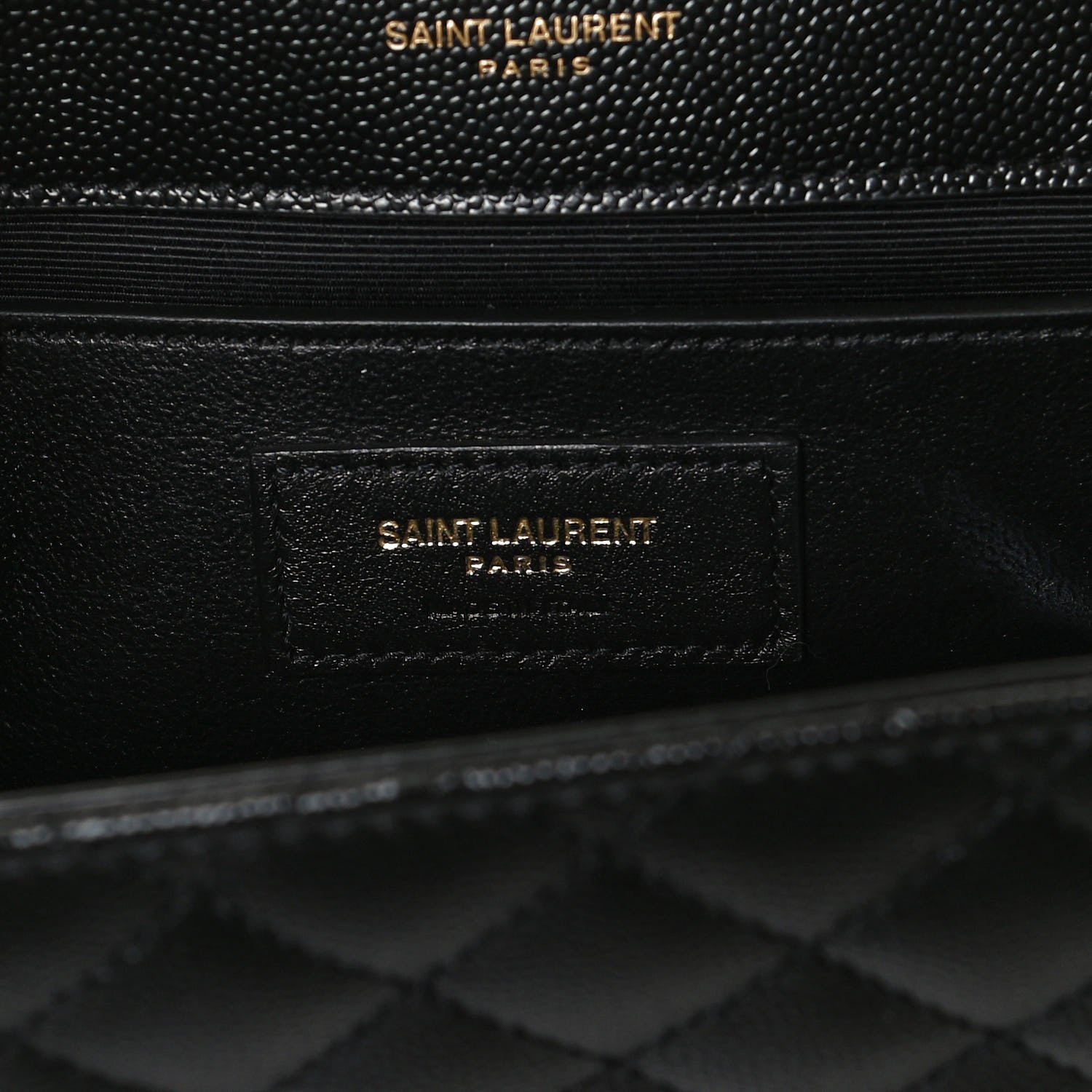 Saint Laurent Grain De Poudre Textured Mixed Matelasse Triquilt Medium Monogram Satchel Black 7 of 10