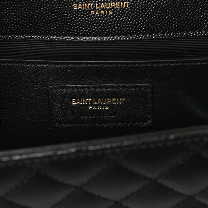 Saint Laurent Grain De Poudre Textured Mixed Matelasse Triquilt Medium Monogram Satchel Black 7 of 10