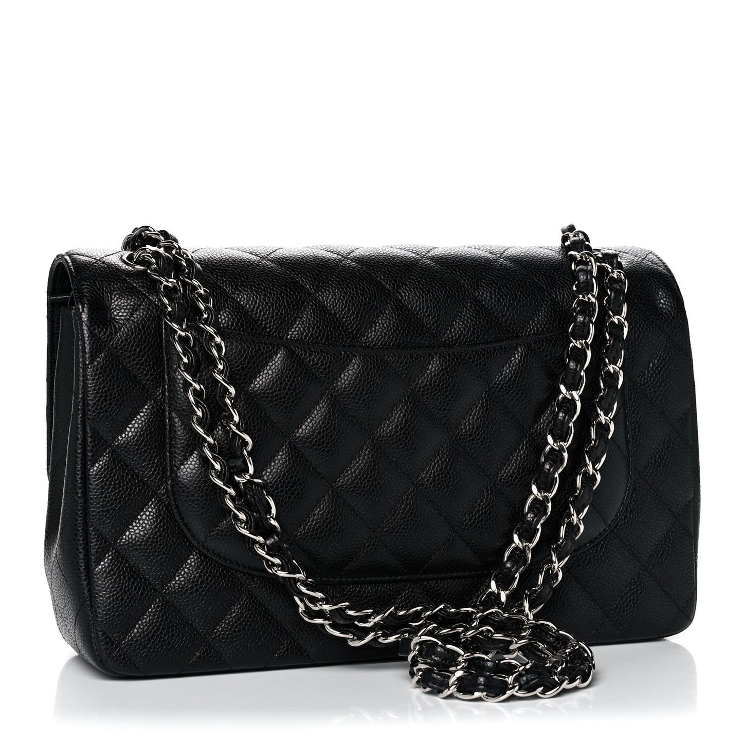 Caviar Quilted Jumbo Double Flap Black