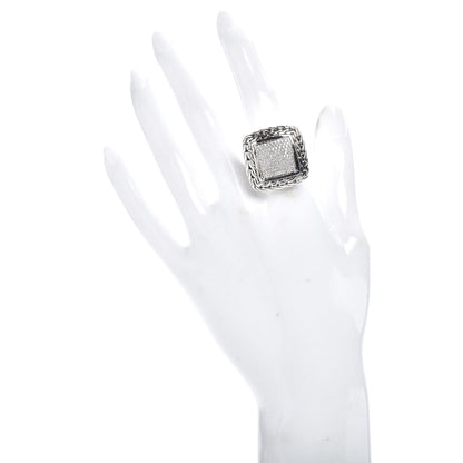 John Hardy Sterling Silver 18K Yellow Gold Diamond Classic Chain Square Ring 60 9 2 of 5