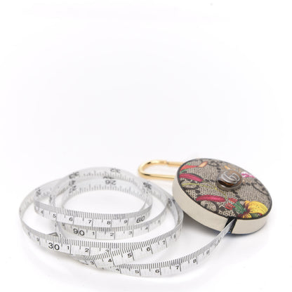 Gucci GG Supreme Monogram Tian Tape Measure Key Ring Beige Multicolor 3 of 4