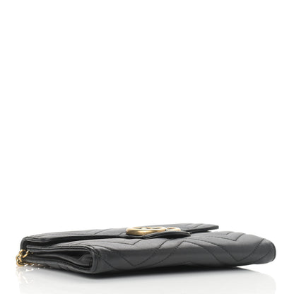 Gucci Calfskin Matelasse Mini GG Marmont Chain Wallet Black 4 of 17