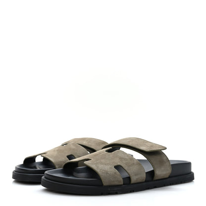 Hermes Suede Goatskin Mens Chypre Sandals 40.5 Beige Argile 3 of 8