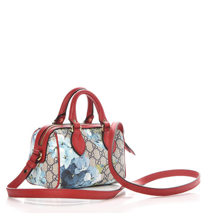 Gucci GG Supreme Monogram Blooms Mini Boston Navy Blue Hibiscus 3 of 9
