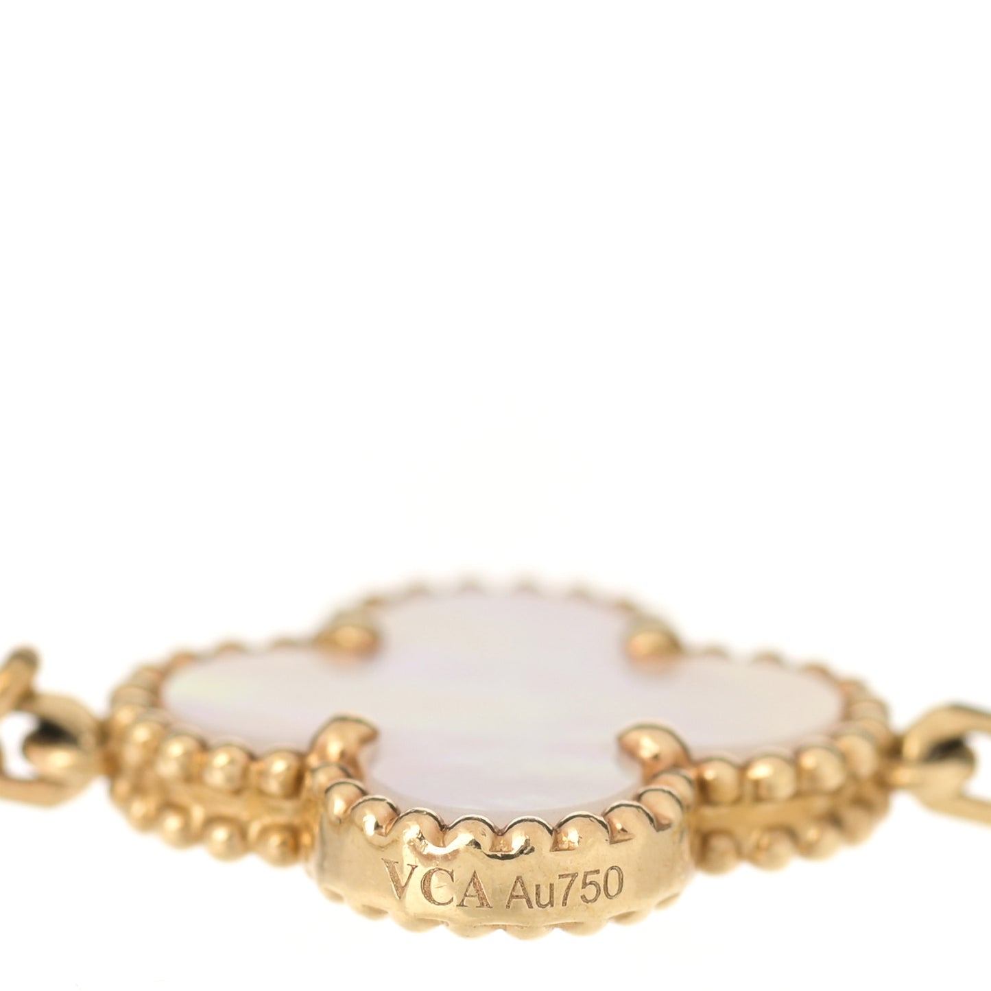 18K Yellow Gold Mother of Pearl 5 Motifs Vintage Alhambra Bracelet