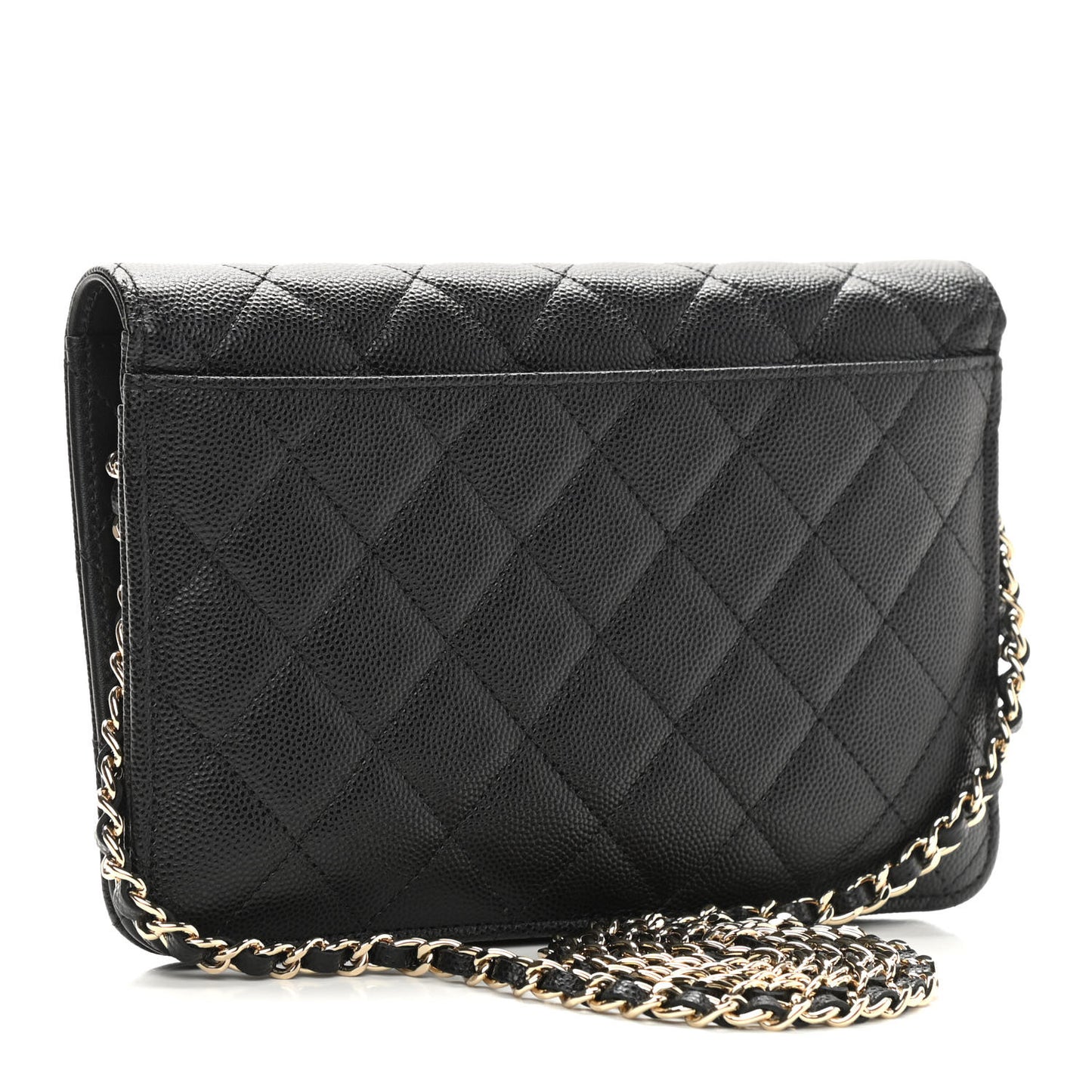 Caviar Quilted Clutch With Chain Black