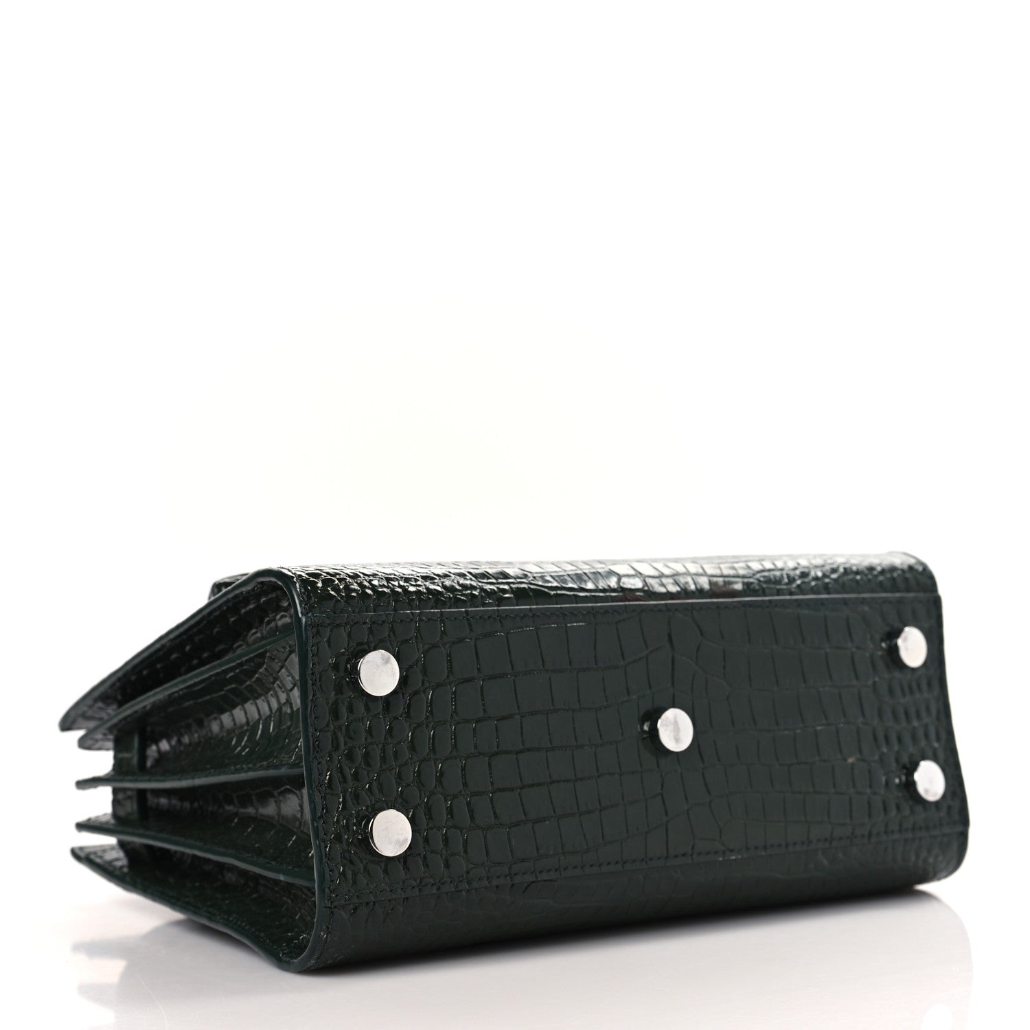 Saint Laurent Calfskin Crocodile Embossed Nano Sac De Jour Dark Leaf 4 of 10