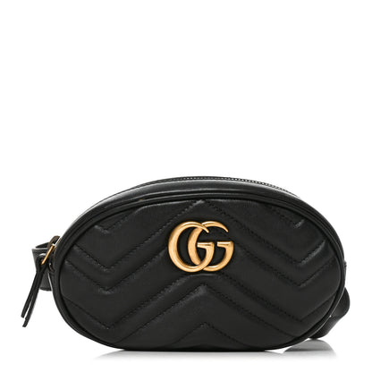 Gucci Calfskin Matelasse GG Marmont Belt Bag 95 38 Black 1 of 9
