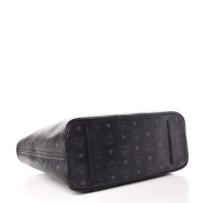 MCM Visetos Medium Anya Zip Top Shopper Tote Black 5 of 9