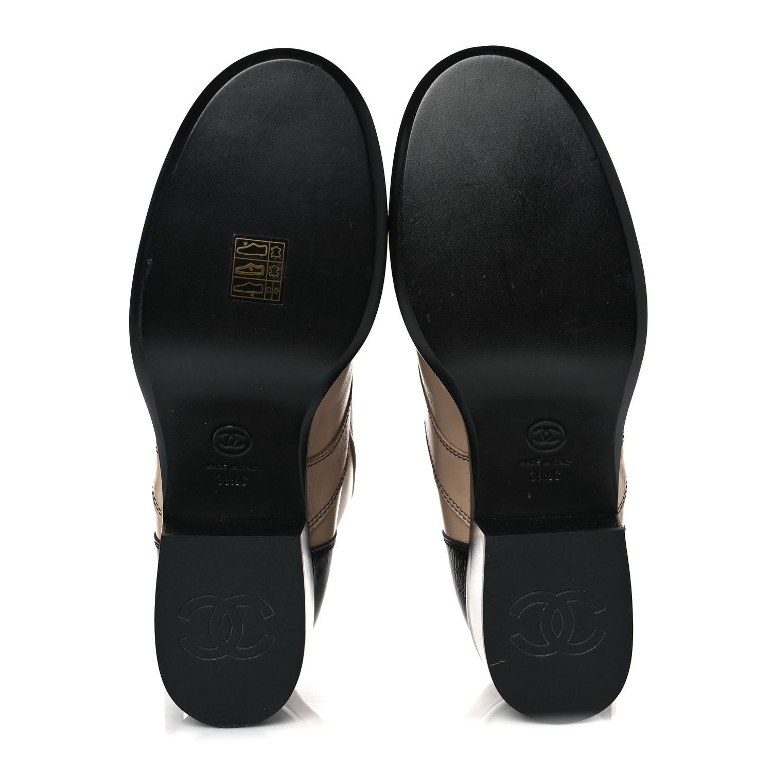 Chanel Patent Calfskin CC Lace Up Short Boots 39.5 Beige Black 5 of 7