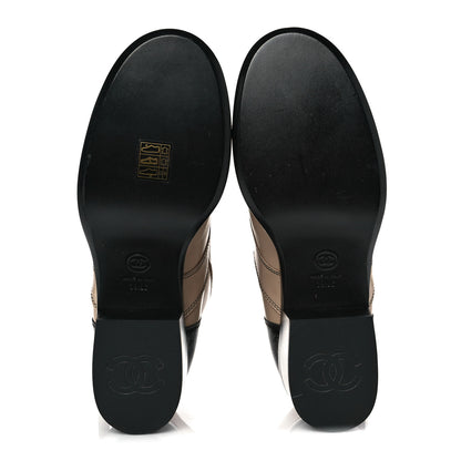 Chanel Patent Calfskin CC Lace Up Short Boots 39.5 Beige Black 5 of 7