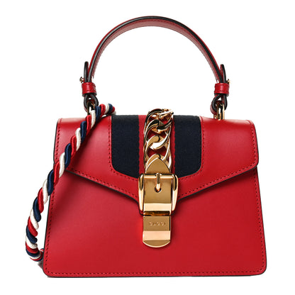 Gucci Calfskin Mini Sylvie Top Handle Bag Hibiscus Red 1 of 10