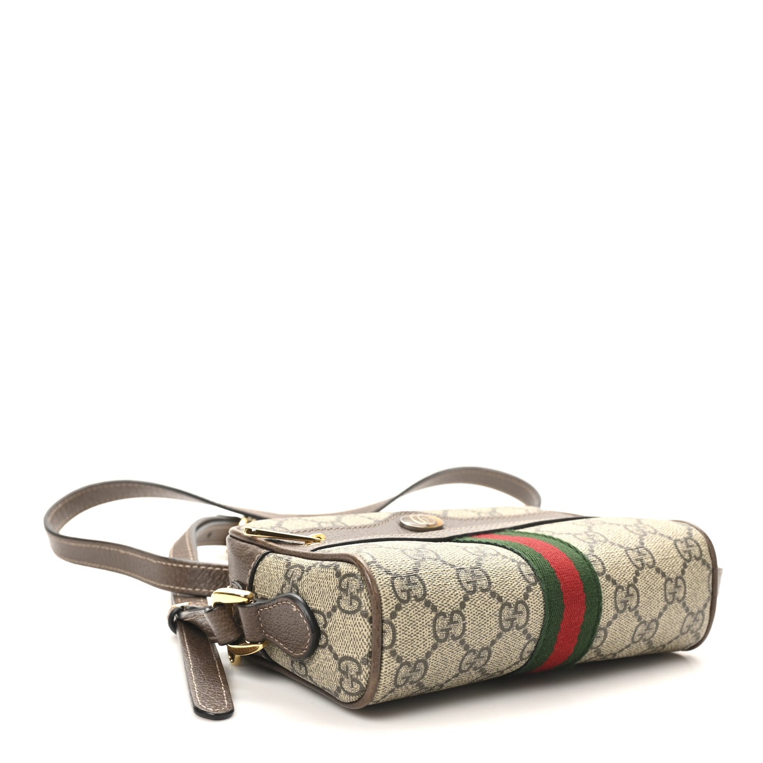 Gucci GG Supreme Monogram Web Mini Ophidia Shoulder Bag Brown 9 of 10