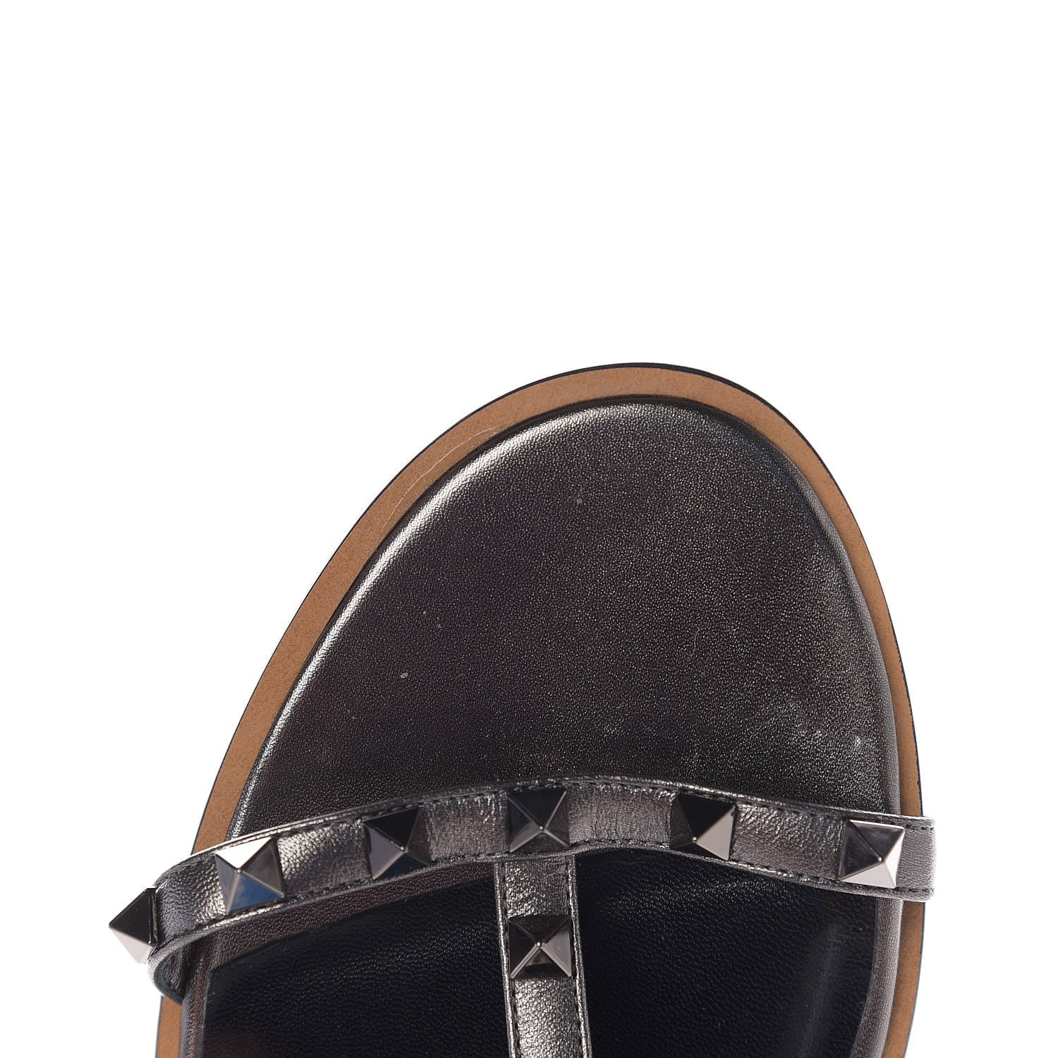 Valentino Garavani Metallic Nappa Rockstud T-Strap Slingback Flat Sandals 40.5 Rutenio 8 of 9