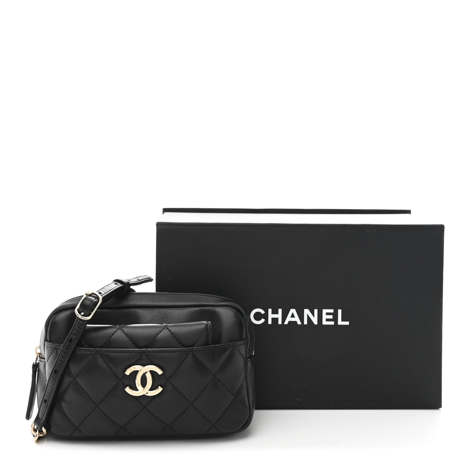 Chanel Lambskin Quilted Waist Bag With Pouch Black 12 of 12