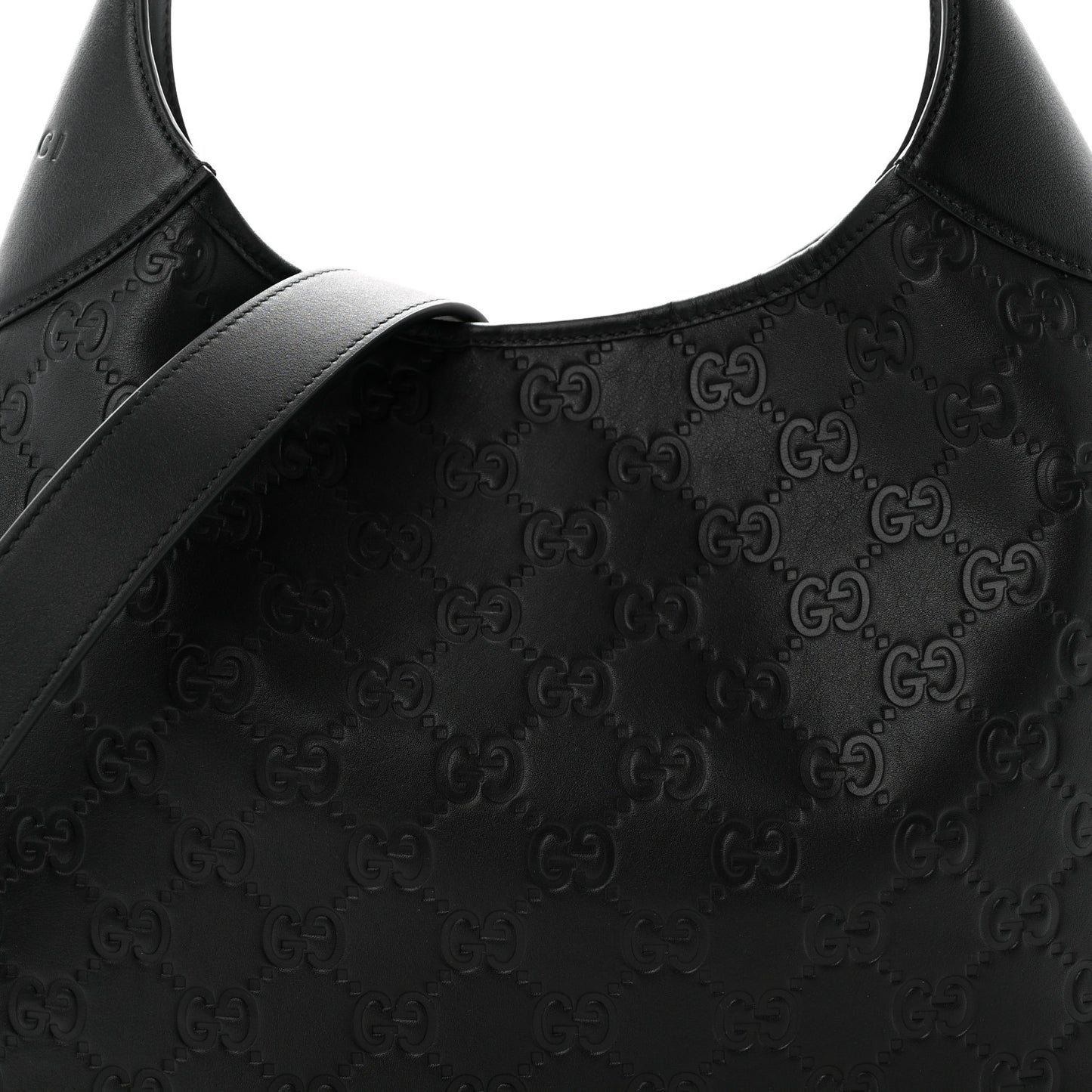GG Calfskin Embossed B Medium Shoulder Bag Arabella Black