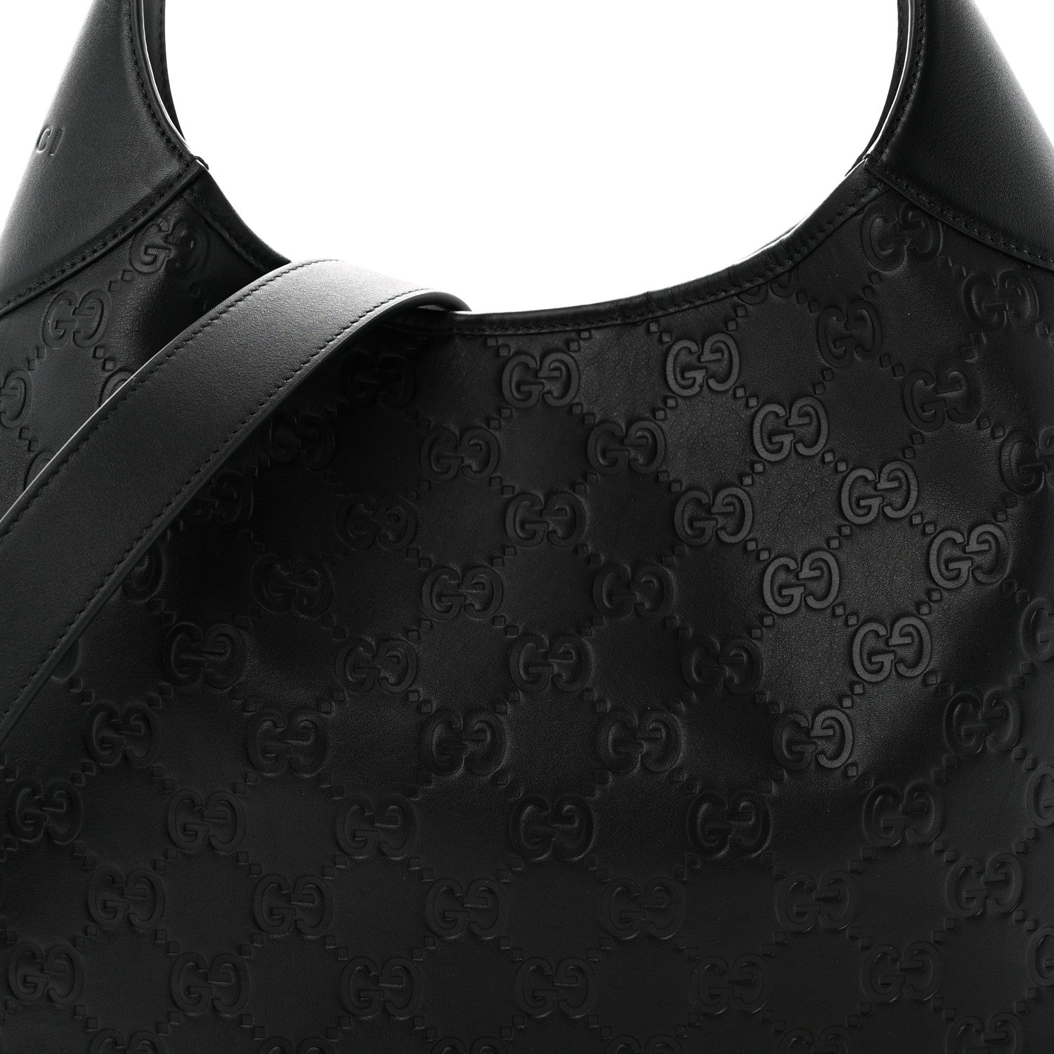 Gucci GG Calfskin Embossed B Medium Shoulder Bag Arabella Black 8 of 10
