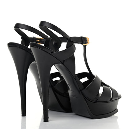 Saint Laurent Calfskin Tribute 105 Platform Sandals 40 Black 3 of 4