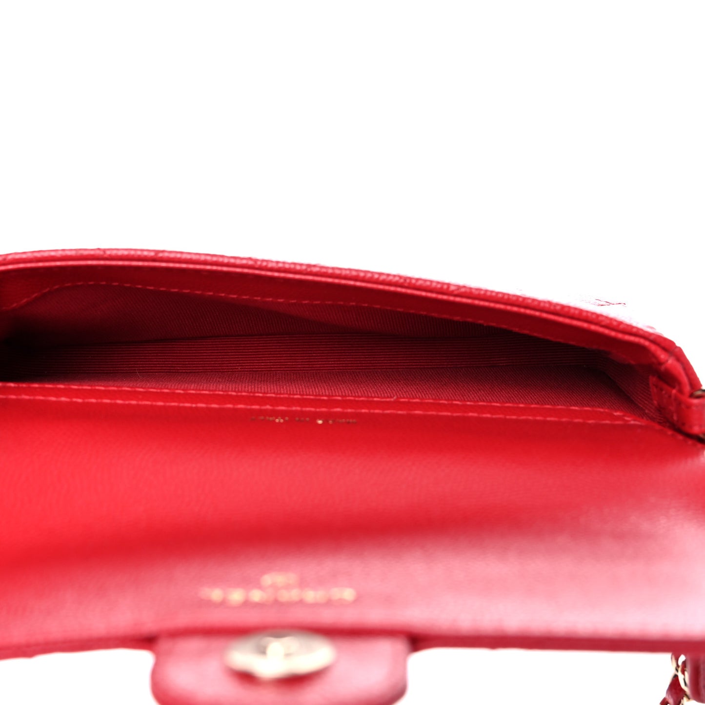 Caviar Quilted Flap Phone Holder With Chain Red