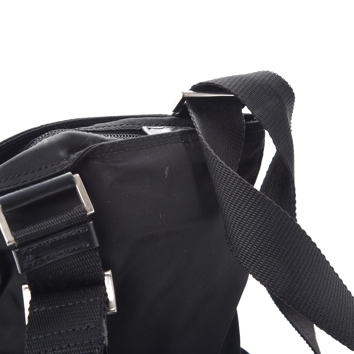 Nylon Small Flat Messenger Bag Black