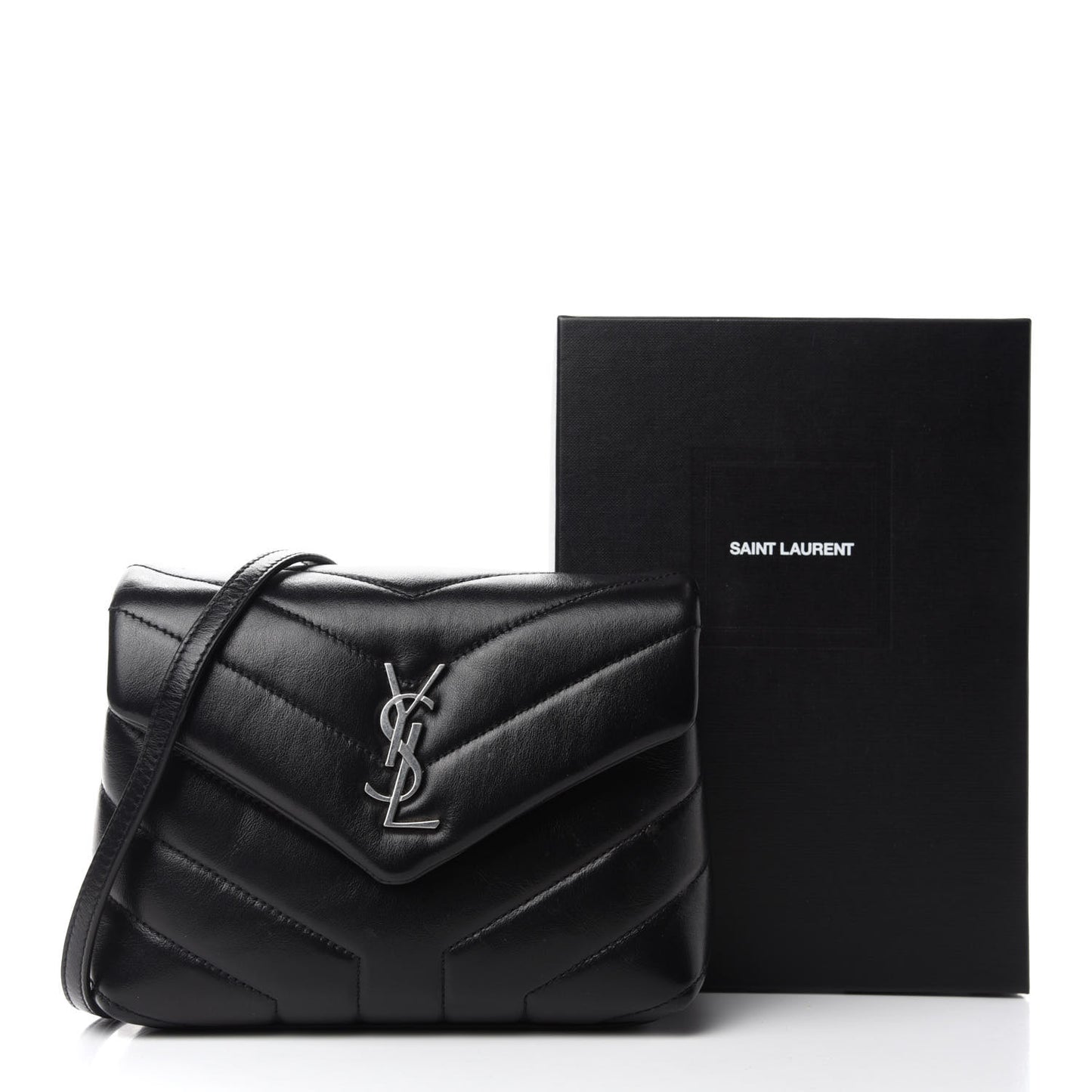 Calfskin Y Quilted Monogram Toy Loulou Crossbody Bag Black