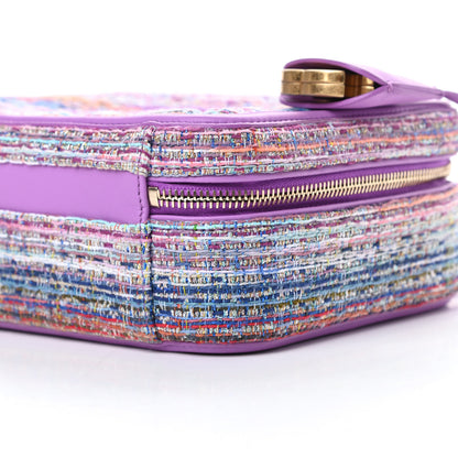 Chanel Tweed Quilted Medium CC Filigree Vanity Case Purple Multicolor 10 of 11