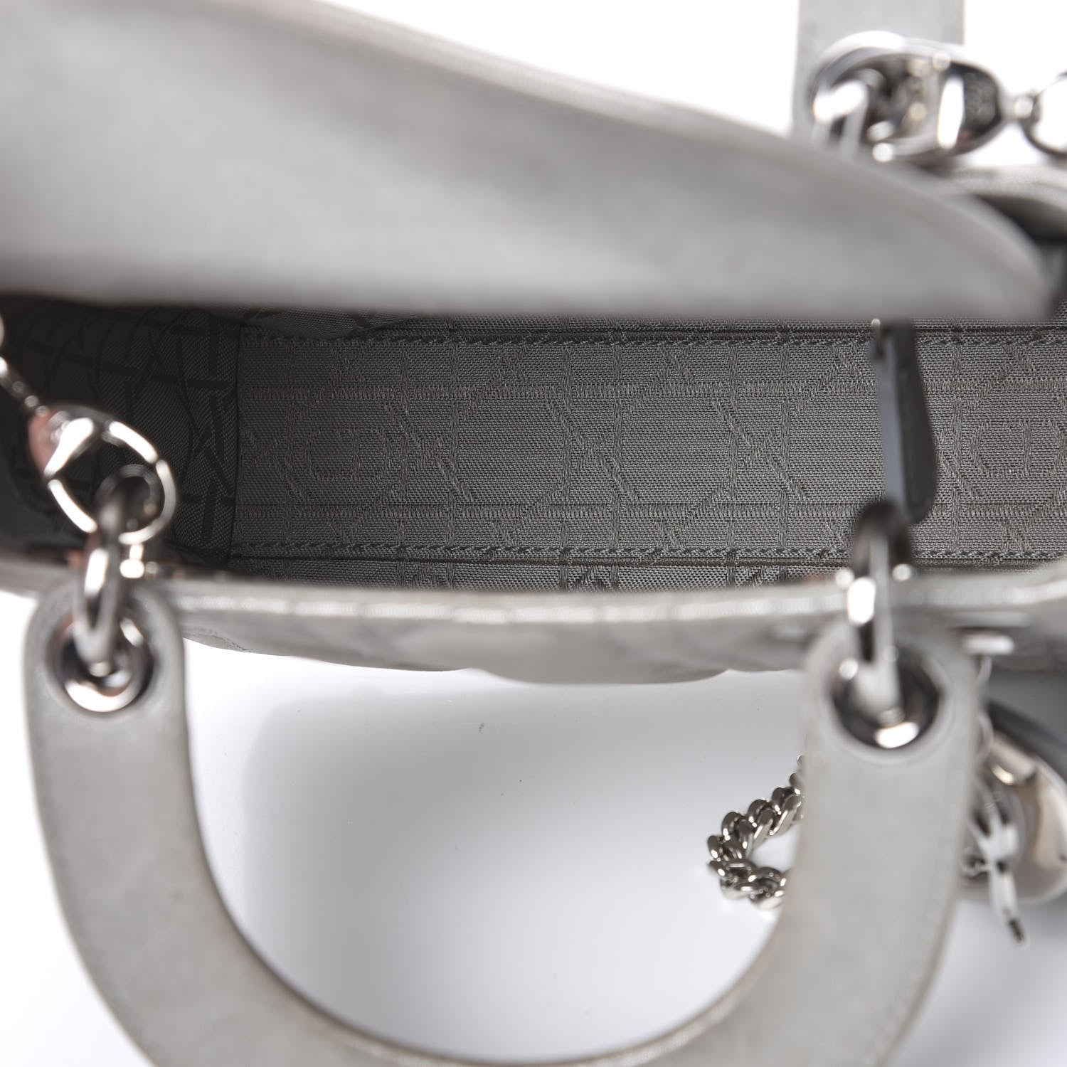 Christian Dior Metallic Lambskin Cannage Mini Lady Dior Grey 4 of 12