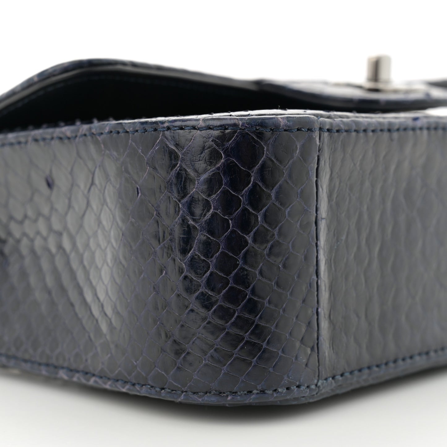 Snakeskin Mini Rectangular Flap Navy Blue