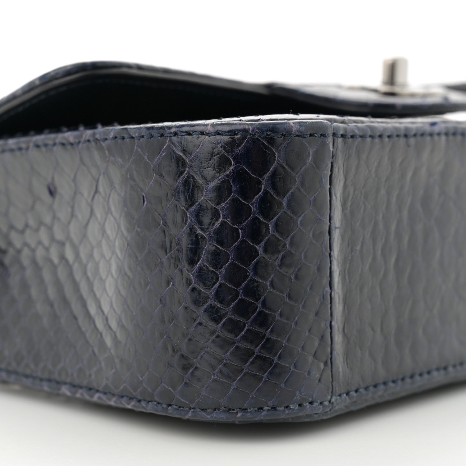 Chanel Snakeskin Mini Rectangular Flap Navy Blue 9 of 12