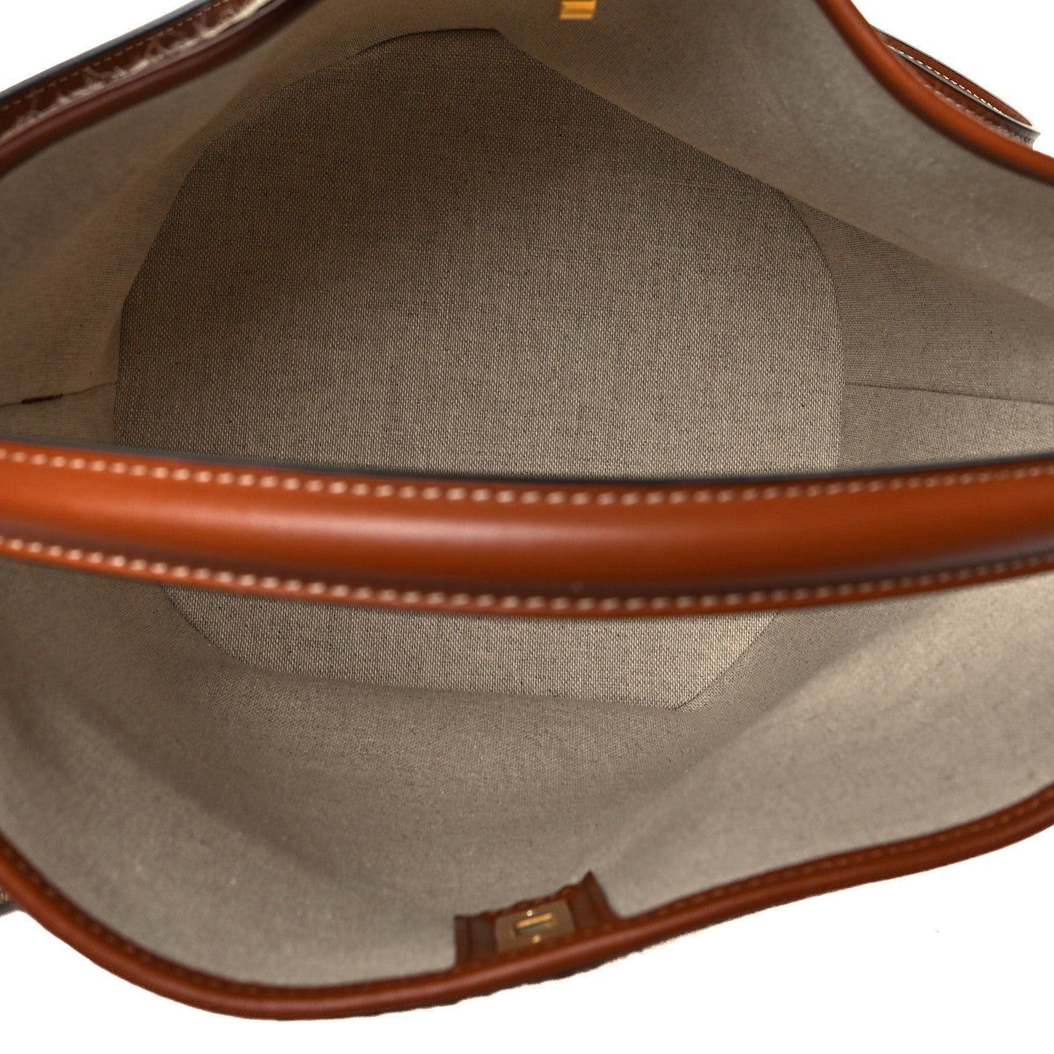 Celine Canvas Smooth Calfskin Logo Bucket 16 Bag Beige Tan 5 of 10