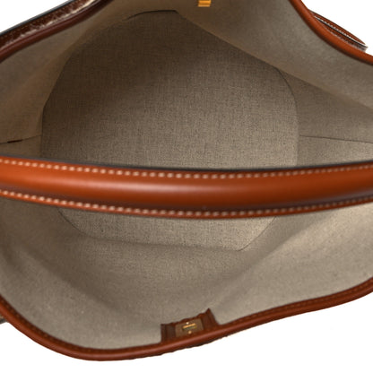Celine Canvas Smooth Calfskin Logo Bucket 16 Bag Beige Tan 5 of 10