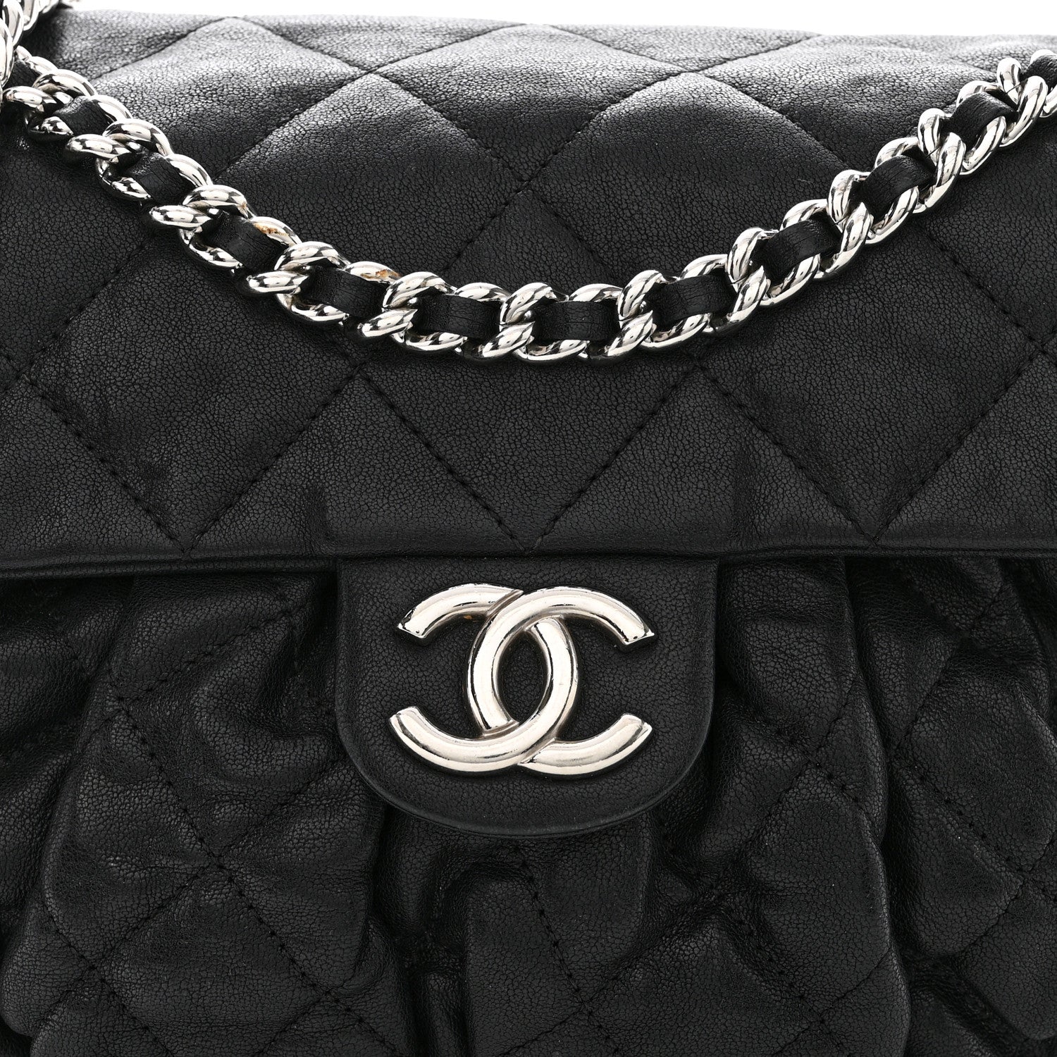 Chanel Washed Lambskin Quilted Medium Chain Around Messenger Black 11 of 16