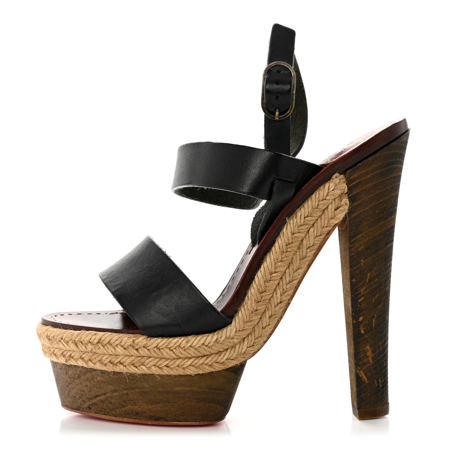 Calfskin Rope Satrinxa 120 Platform Sandals 35 Black