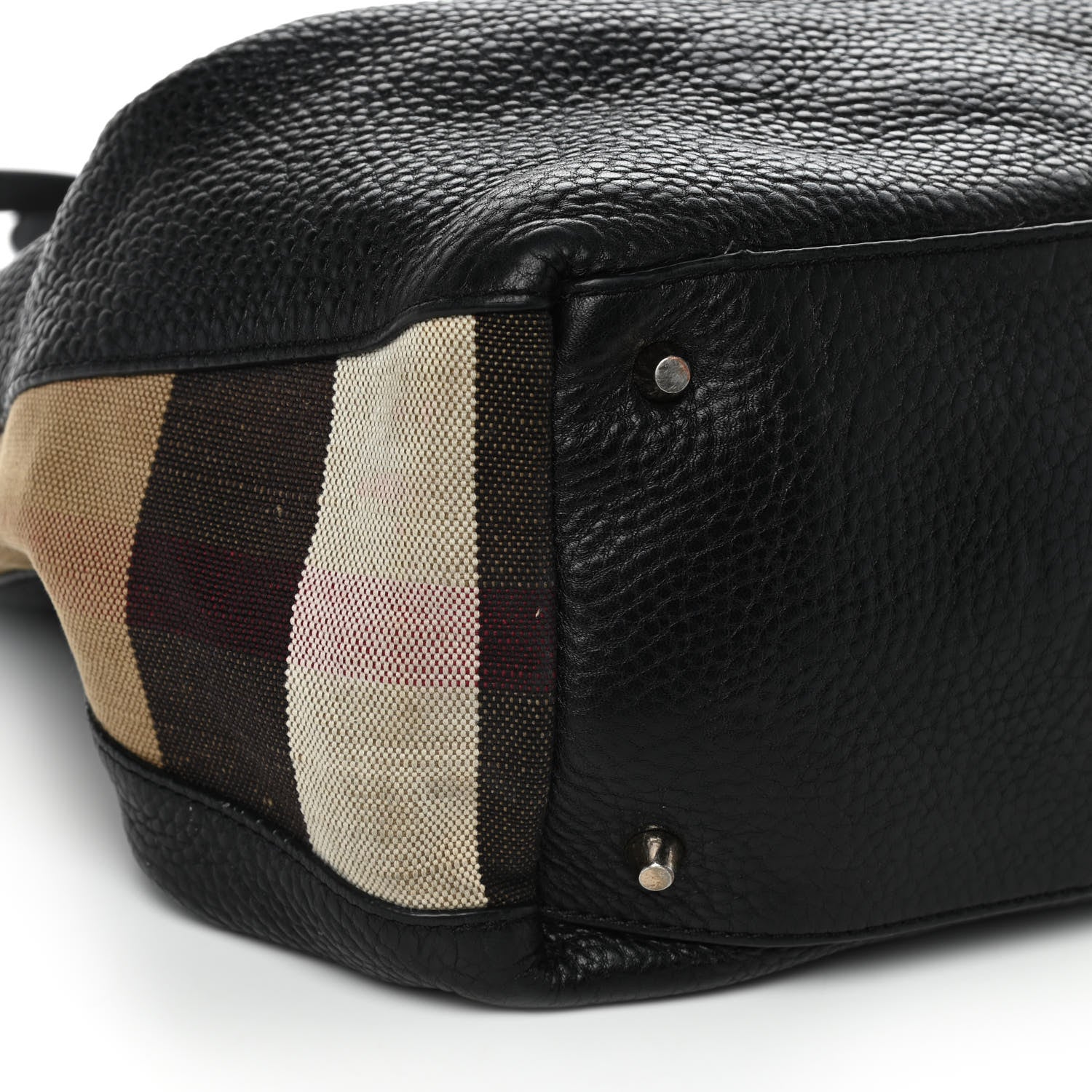 Burberry Grainy Calfskin House Check Medium Maidstone Black 9 of 18