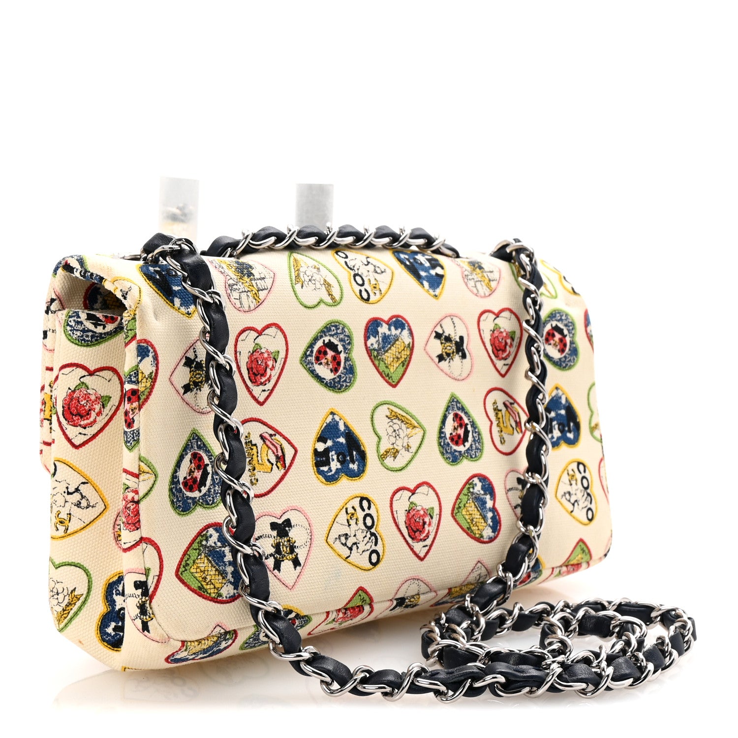 Chanel Canvas Coco Hearts Small Flap Bag White 3 of 10