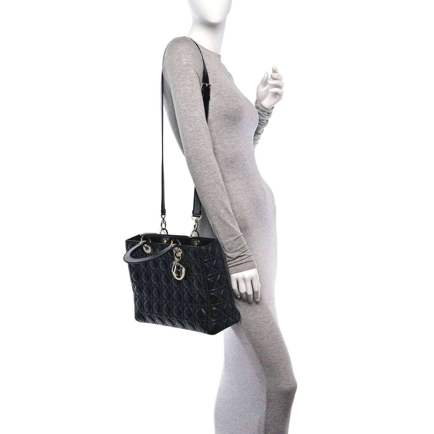 Lambskin Cannage Large Lady Dior Black