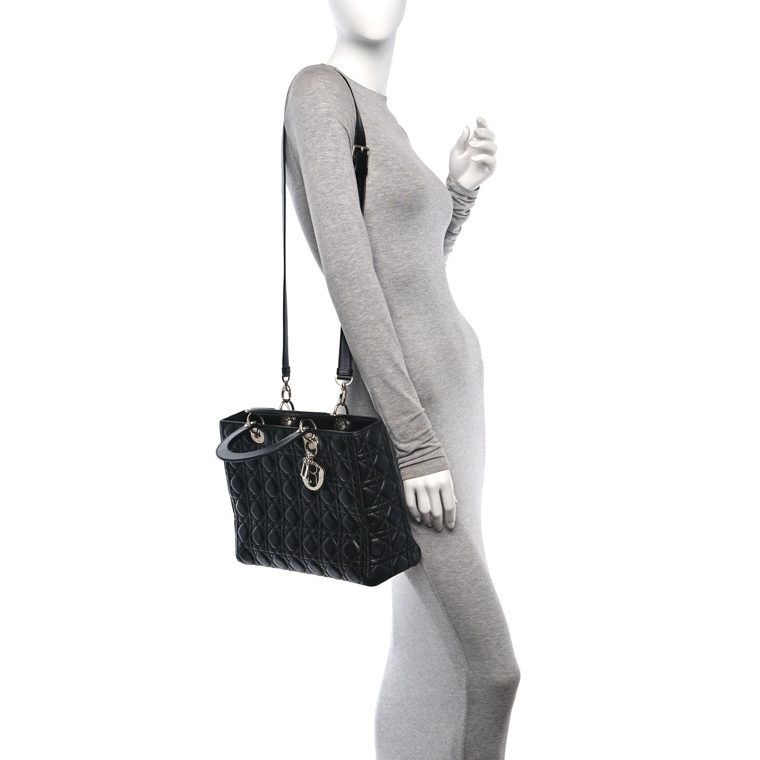 Christian Dior Lambskin Cannage Large Lady Dior Black 2 of 10