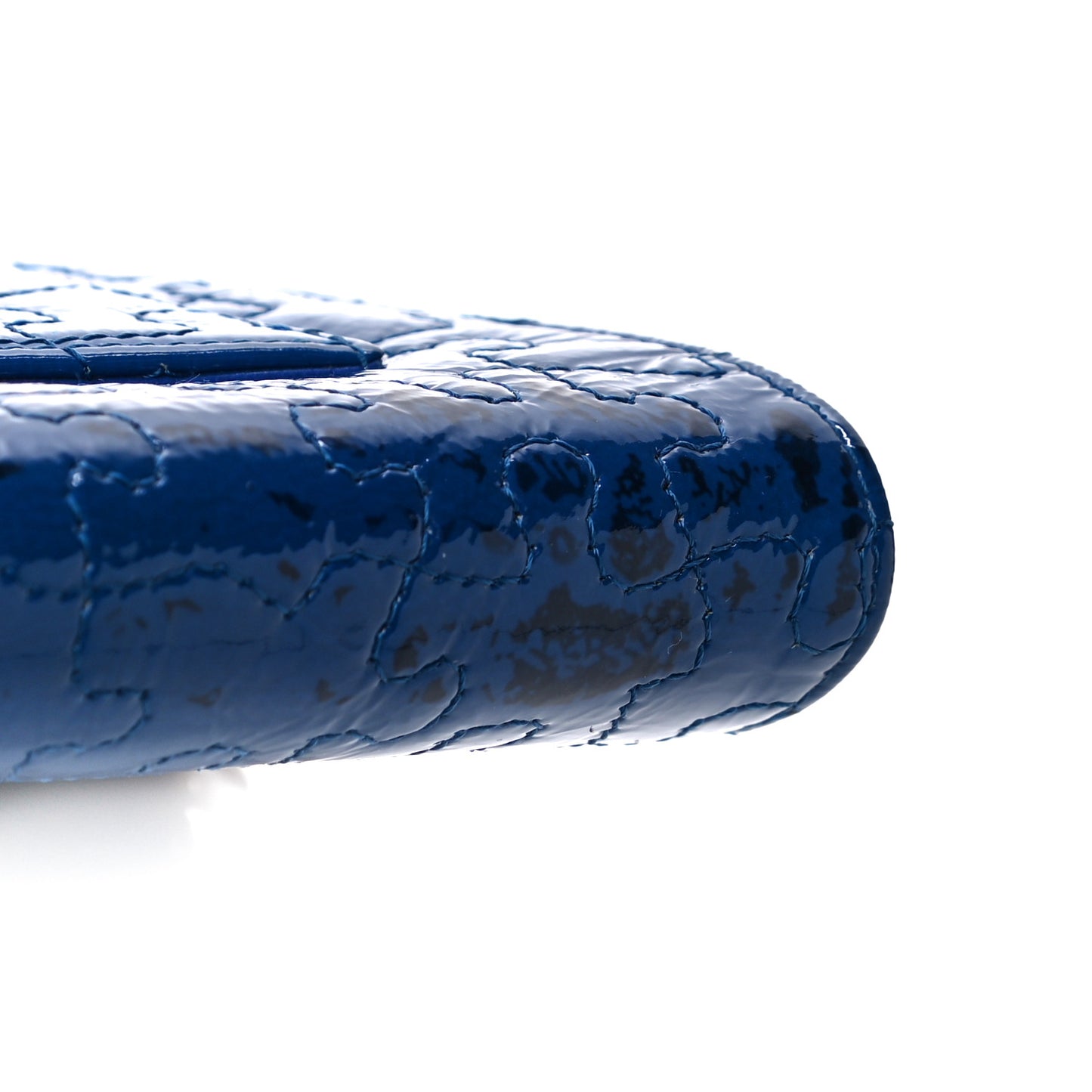 Crackled Patent Calfskin Puzzle Reissue Wallet On Chain WOC Blue