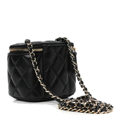 Chanel Lambskin Quilted Mini Vanity Case With Chain Black 2 of 6