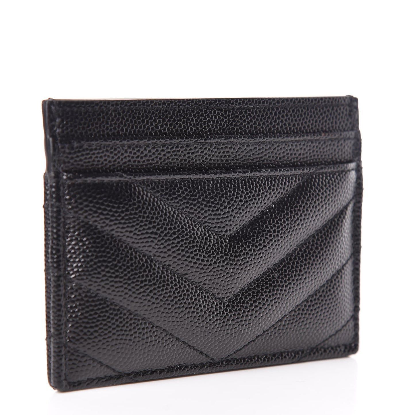 Grain De Poudre Matelasse Chevron Monogram Credit Card Case Black