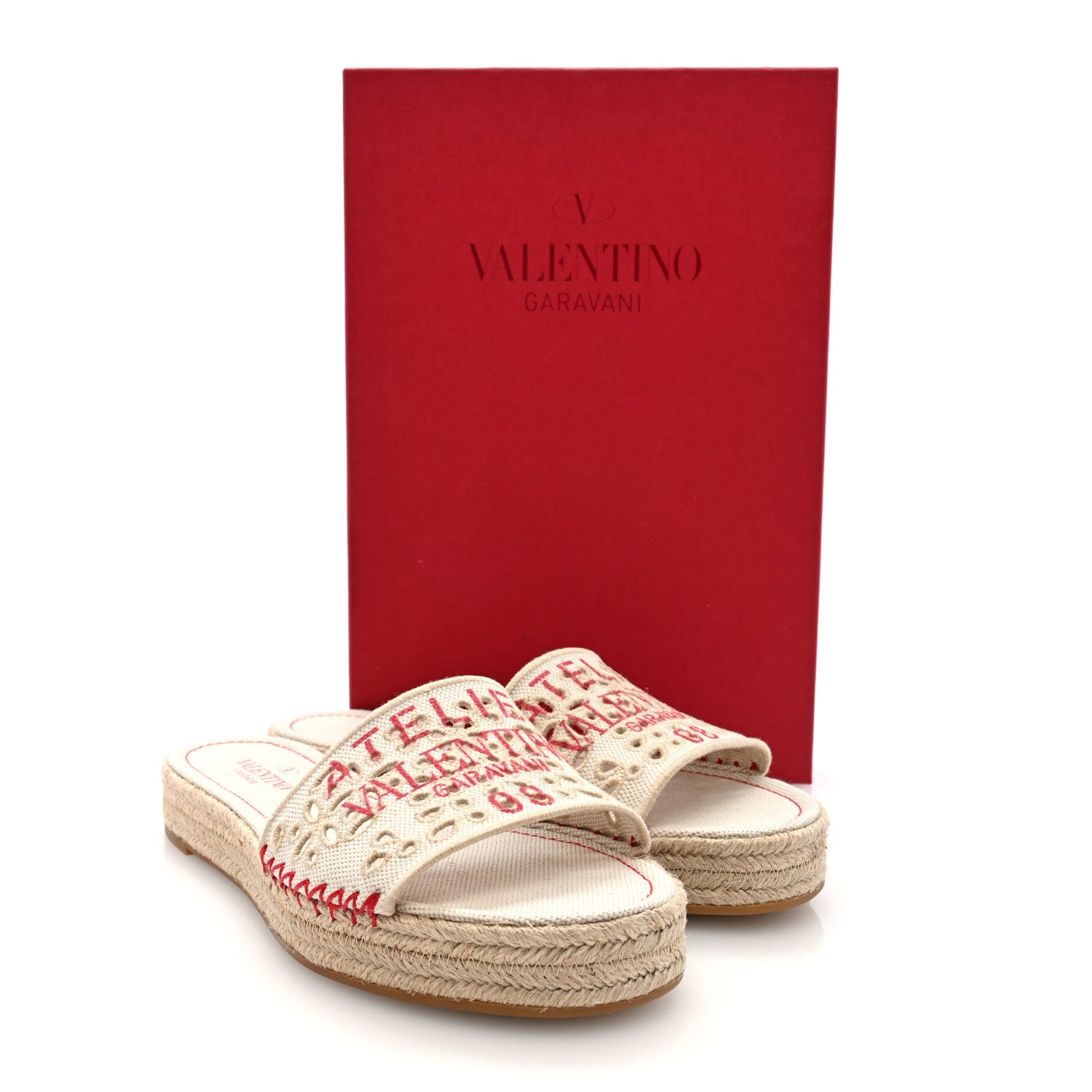 Valentino Garavani Canvas Atelier 08 San Gallo Edition Espadrille Flat Slide Sandals 38.5 Natural 9 of 9
